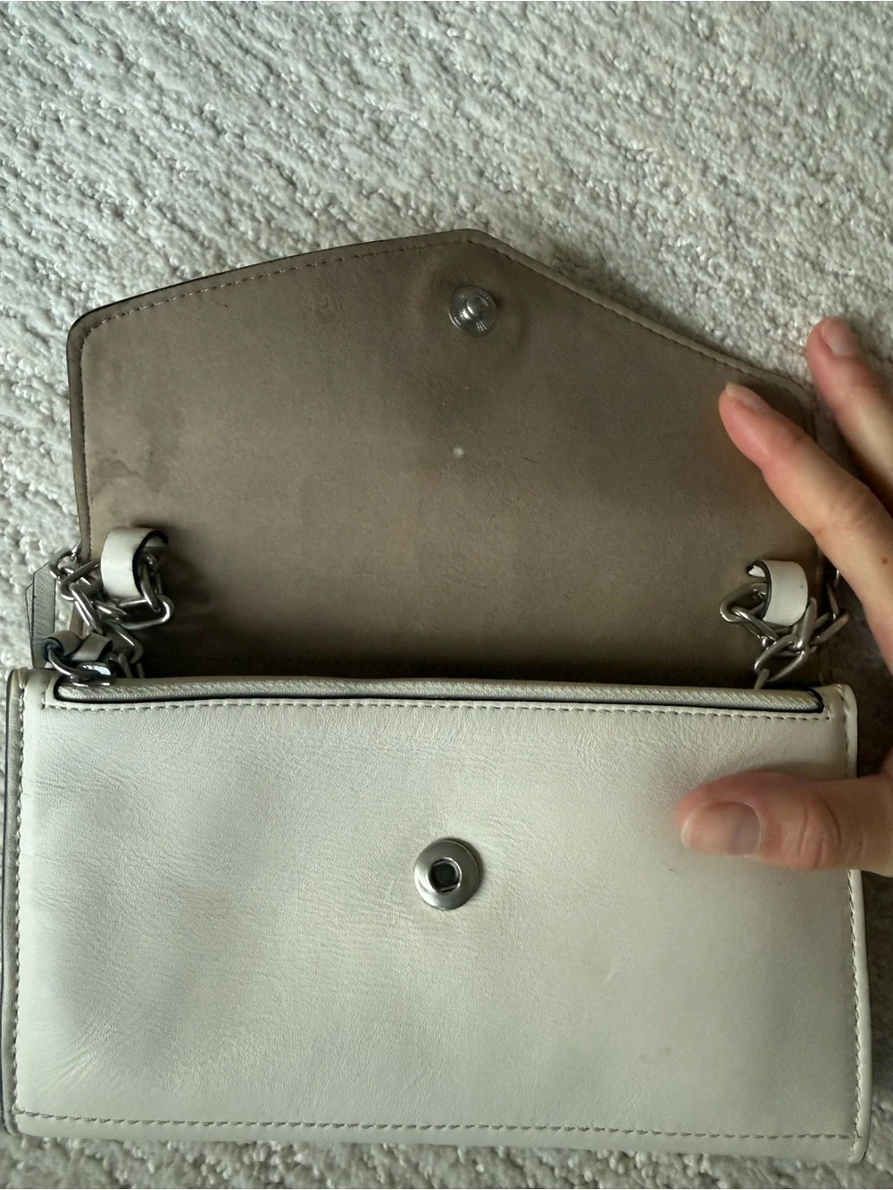 rag & bone Ivory Leather Envelope Clutch with Snap